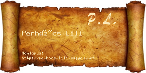 Perhócs Lili névjegykártya